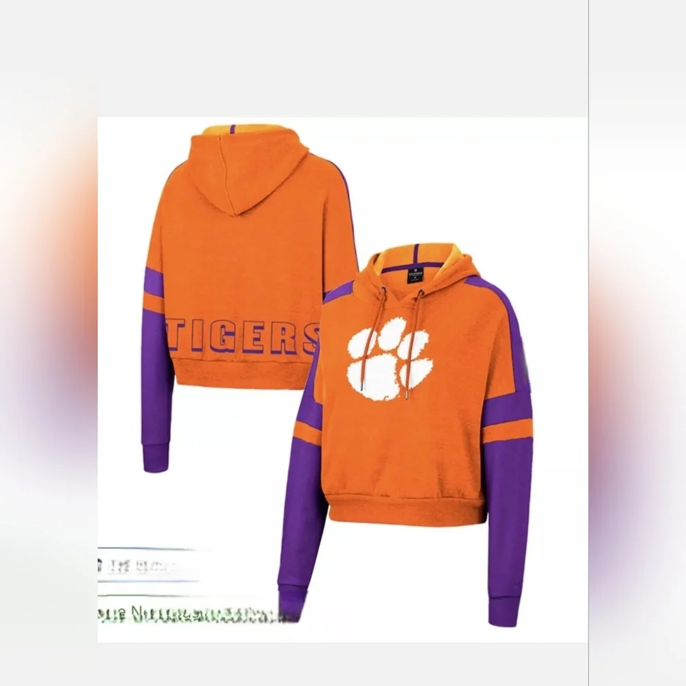 Women's Colosseum Orange Clemson Tigers Throwback Stripe Arch Logo Cropped Large - Picture 1 of 6